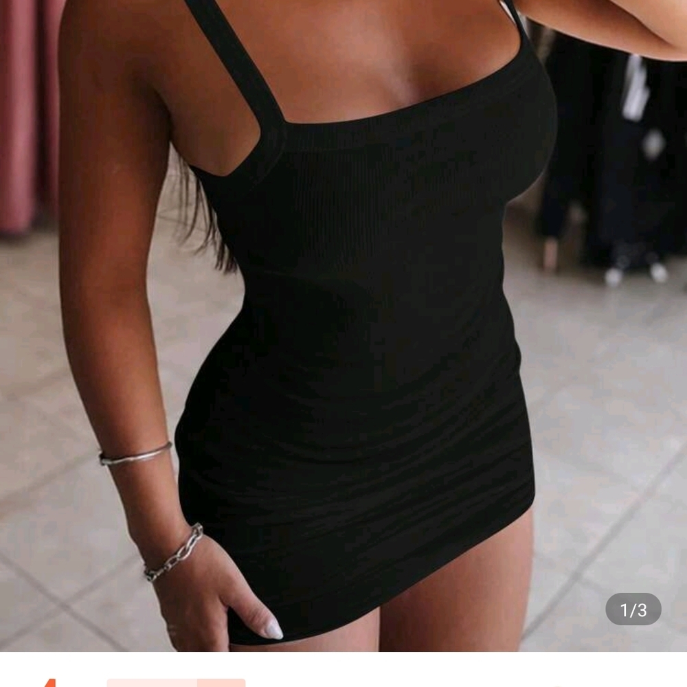 SHEIN Black Ribbed Mini Dress
